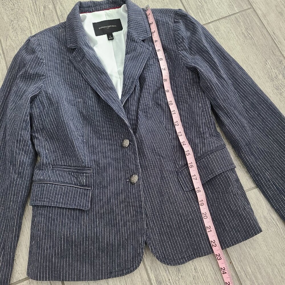 Banana Republic women's blue and white striped blazer size 6 - Picture 7 of 12